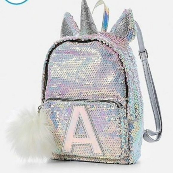 ❗️RARE❗️Justice Girls Unicorn Initial Flip Sequin MINI Backpack! Letter K! 🦄🦄 - Picture 2 of 5